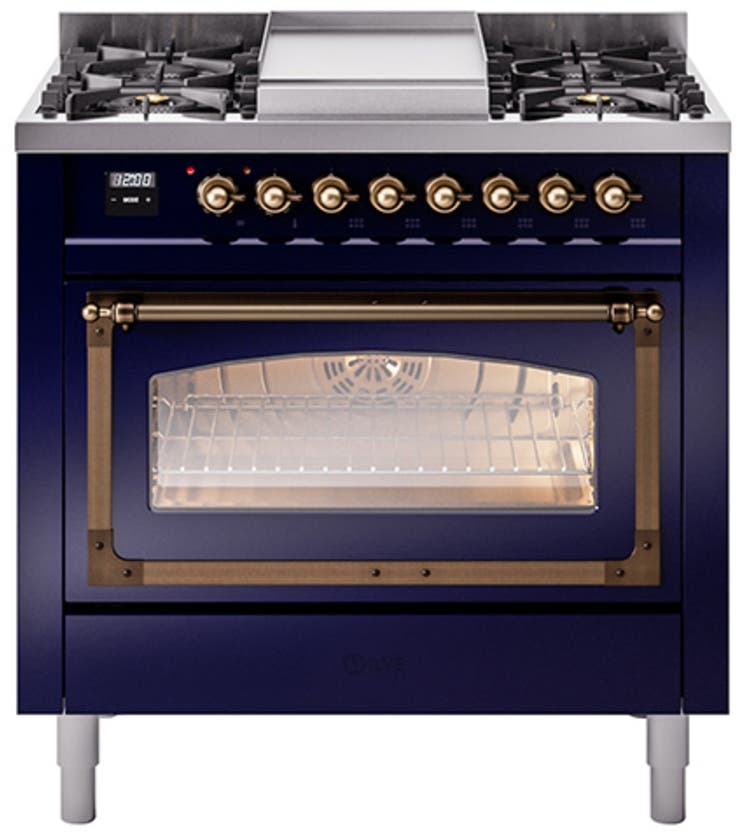 Ilve UN36FNMPMBB Midnight Blue With Bronze Knobs, Natural Gas