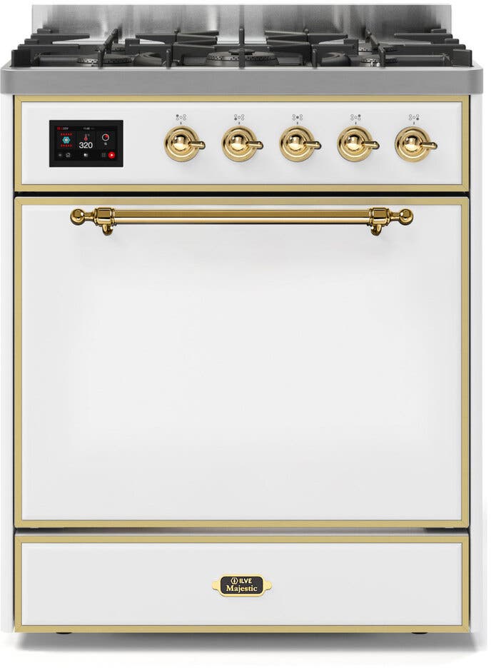Ilve UM30DQNE3WHGLP Liquid Propane In White W/ Brass Trim