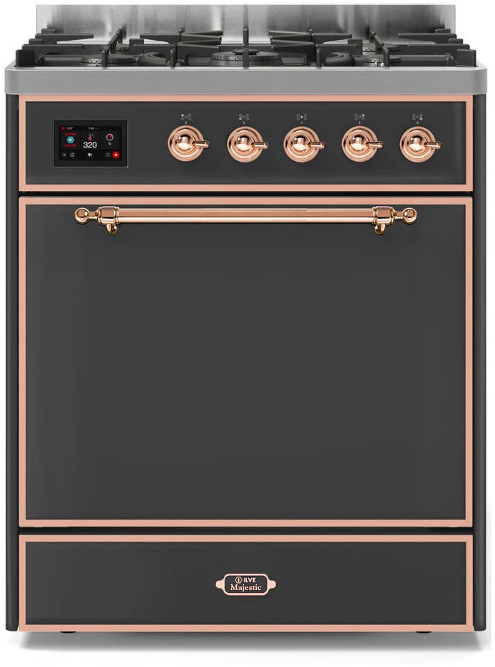 Ilve UM30DQNE3MGPLP Liquid Propane In Matte Graphite W/ Copper Trim