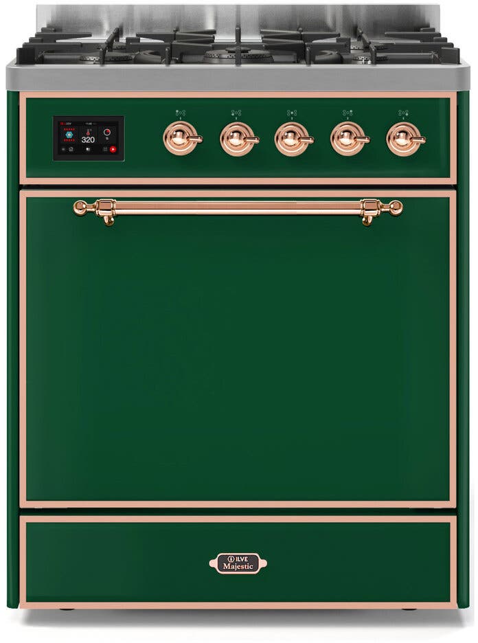 Ilve UM30DQNE3EGP Natural Gas In Emerald Green W/ Copper Trim