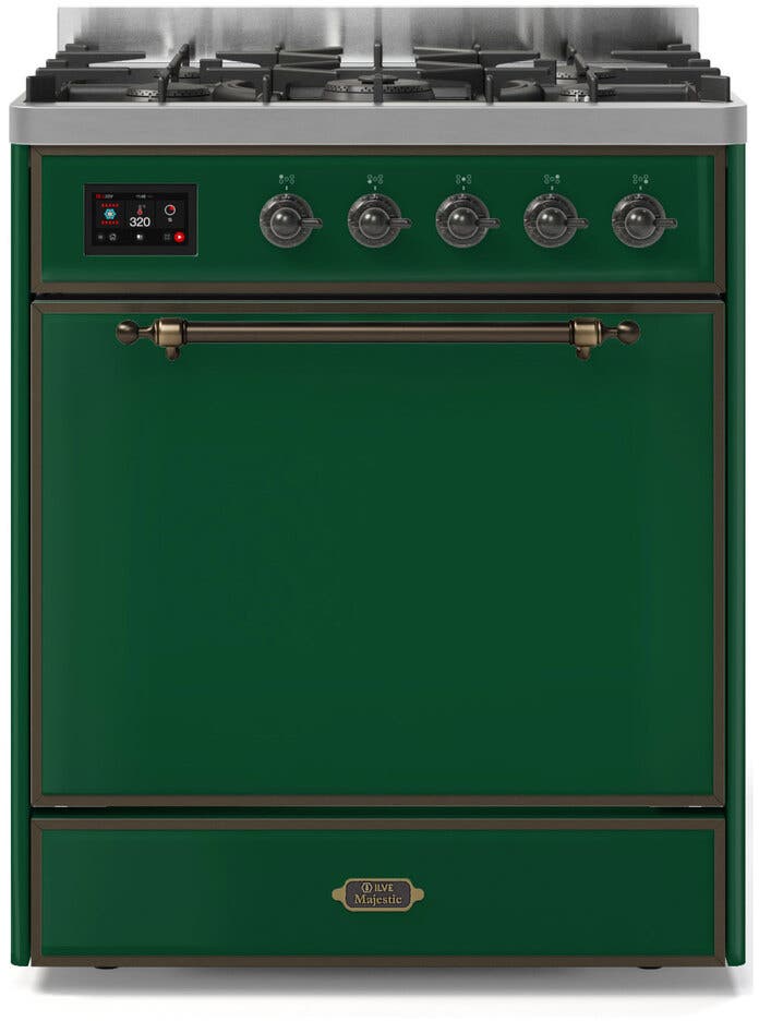 Ilve UM30DQNE3EGB Natural Gas In Emerald Green W/ Bronze Trim