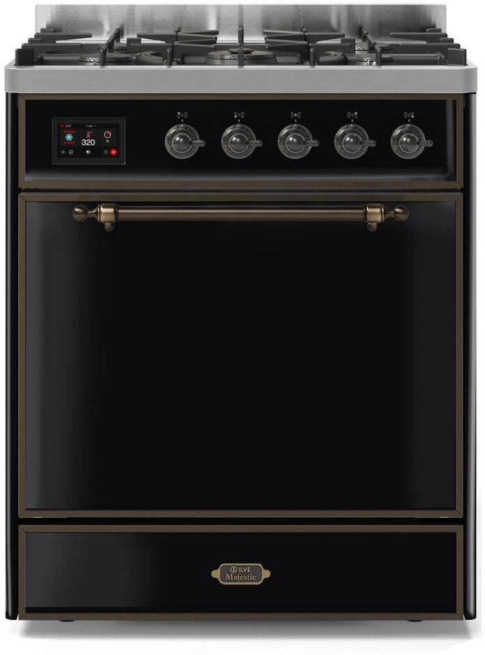 Ilve UM30DQNE3BKB Natural Gas In Glossy Black W/ Bronze Trim
