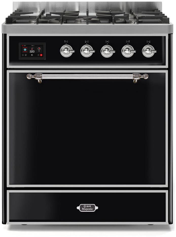 Ilve UM30DQNE3BKCLP Liquid Propane In Glossy Black W/ Chrome Trim