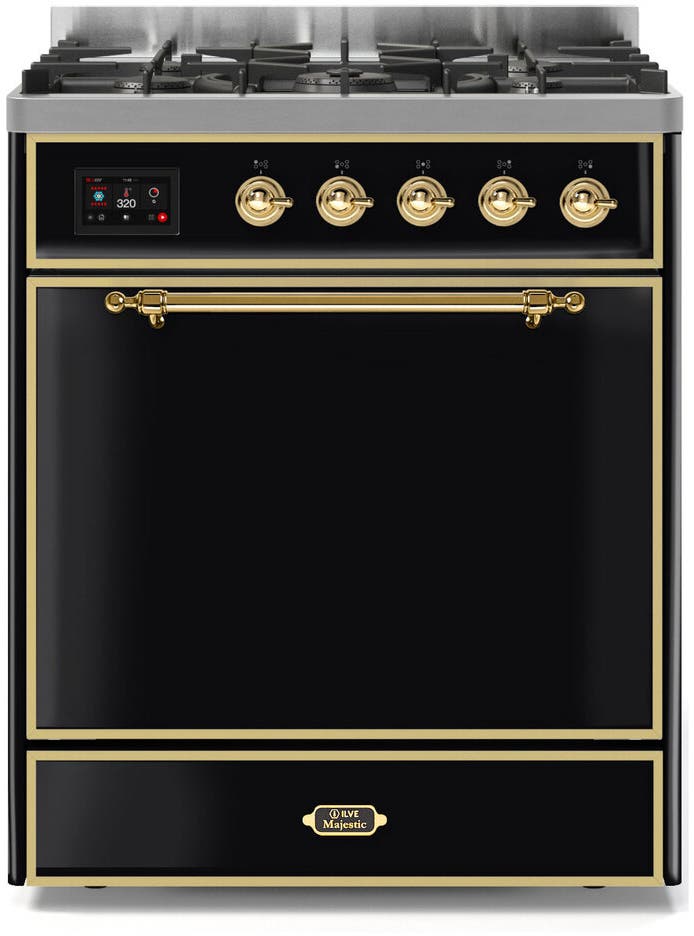 Ilve UM30DQNE3BKGLP Liquid Propane In Glossy Black W/ Brass Trim