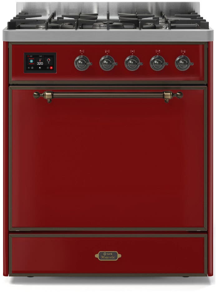 Ilve UM30DQNE3BUB Natural Gas In Burgundy W/ Bronze Trim