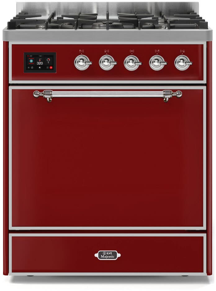 Ilve UM30DQNE3BUC Natural Gas In Burgundy W/ Chrome Trim