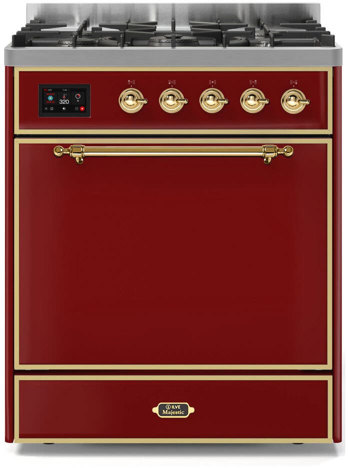 Ilve UM30DQNE3BUGLP Liquid Propane In Burgundy W/ Brass Trim