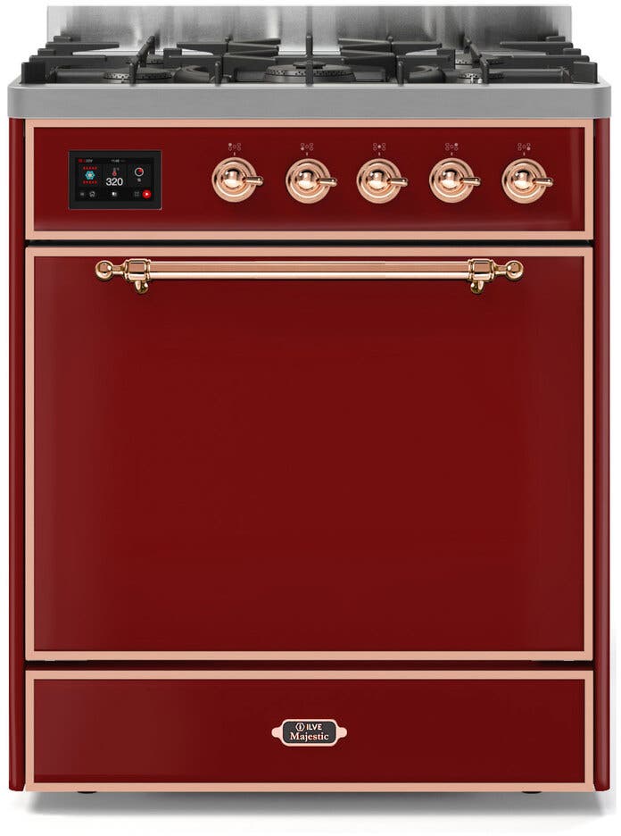 Ilve UM30DQNE3BUP Natural Gas In Burgundy W/ Copper Trim