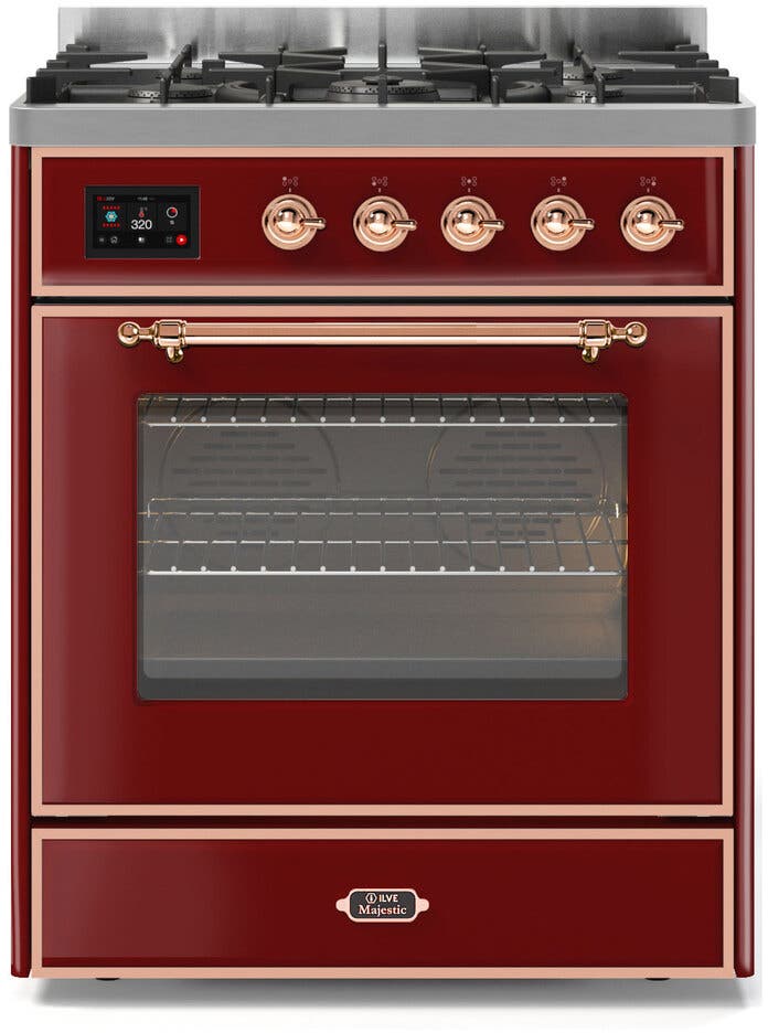 Ilve UM30DNE3BUP Natural Gas In Burgundy W/ Copper Trim