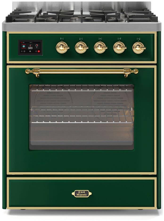 Ilve UM30DNE3EGG Natural Gas In Emerald Green W/ Brass Trim