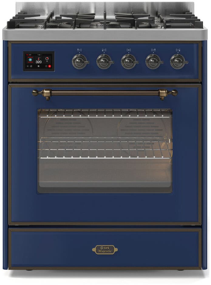 Ilve UM30DNE3MBB Natural Gas In Midnight Blue W/ Bronze Trim