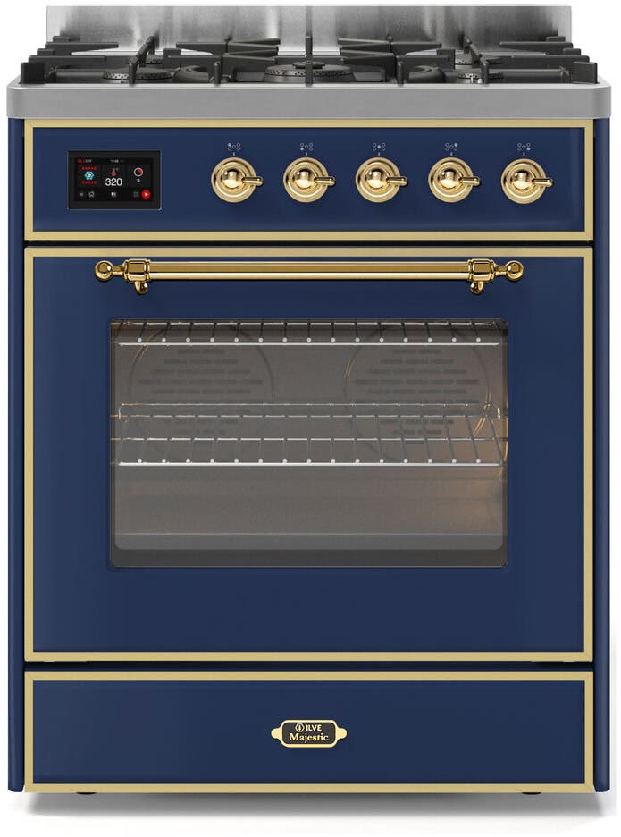 Ilve UM30DNE3MBG Natural Gas In Midnight Blue W/ Brass Trim