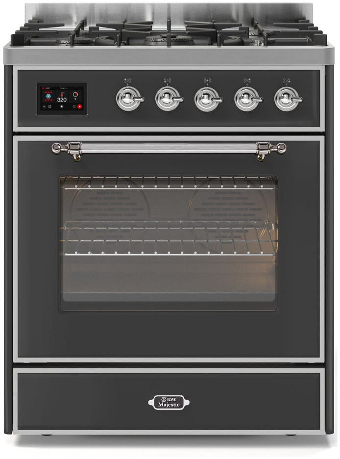 Ilve UM30DNE3MGC Natural Gas In Matte Graphite W/ Chrome Trim