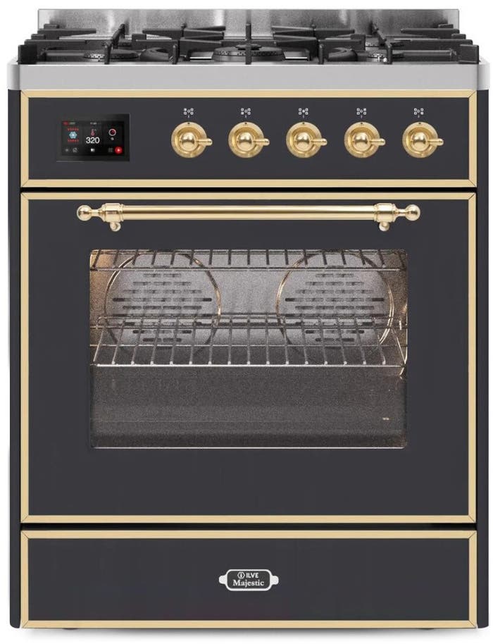 Ilve UM30DNE3MGG Natural Gas In Matte Graphite W/ Brass Trim