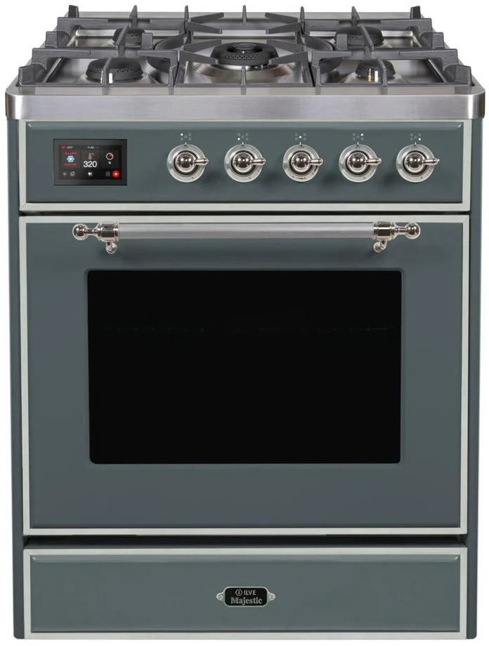 Ilve UM30DNE3BGC Natural Gas In Blue Grey W/ Chrome Trim