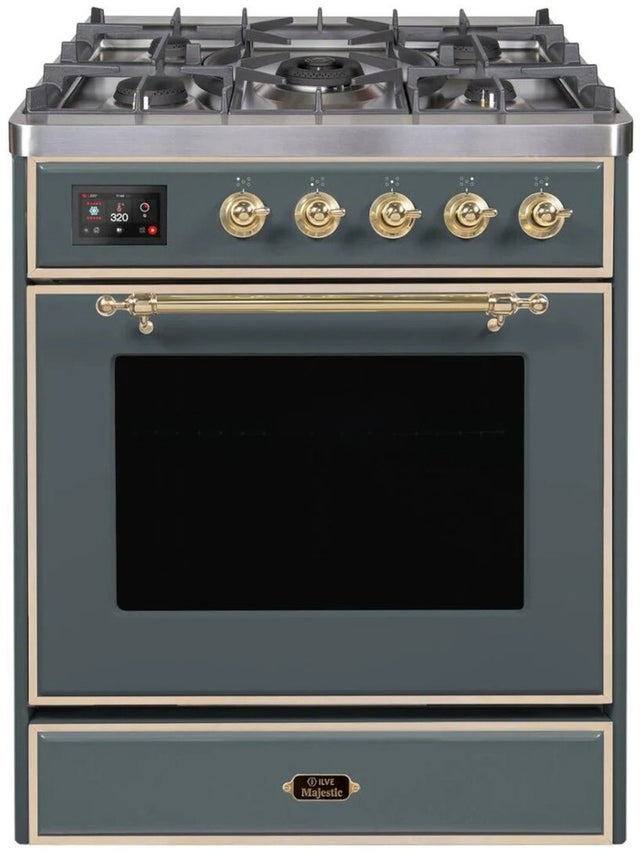 Ilve UM30DNE3BGG 30" Dual Fuel Freestanding Range w/ 5 Sealed Burne...