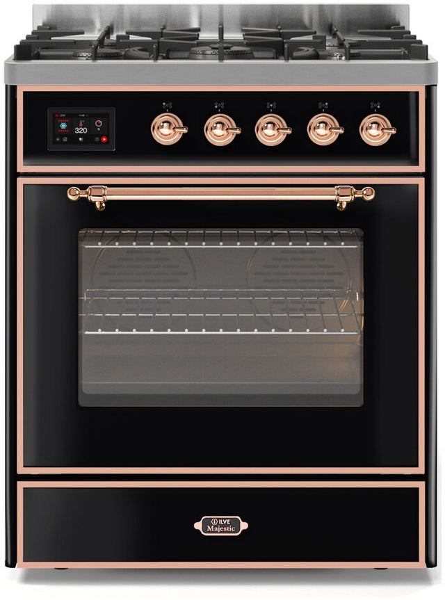 Ilve UM30DNE3BKPLP 30" Dual Fuel Freestanding Range w/ 5 Sealed Burne...