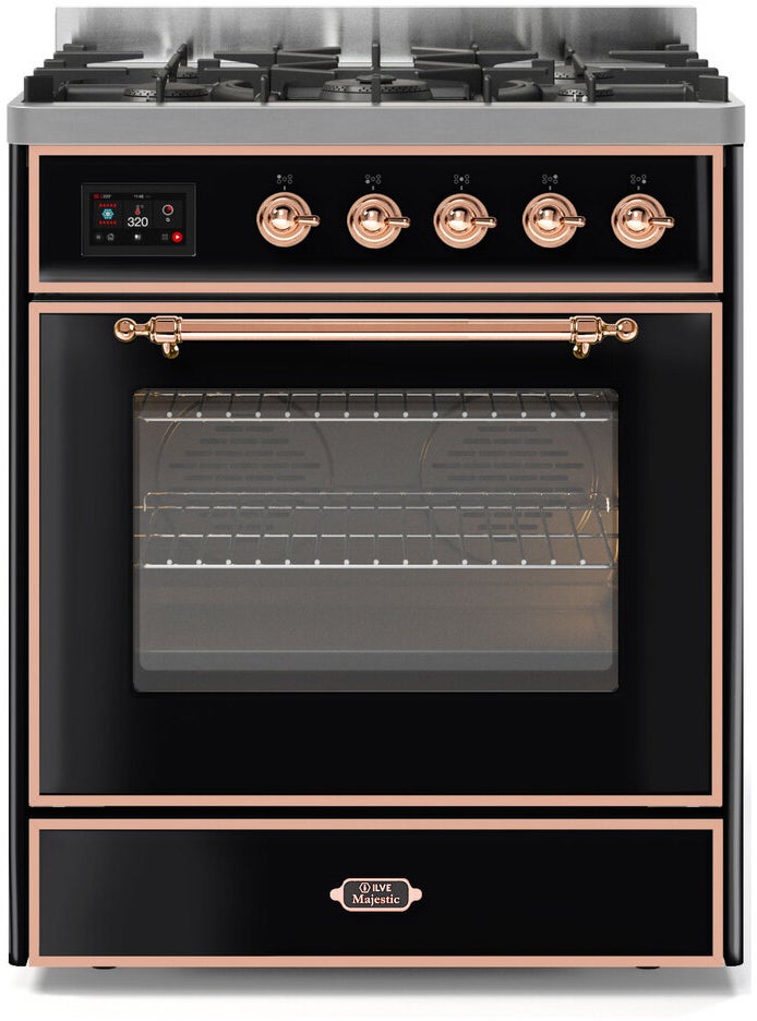 Ilve UM30DNE3BKPLP 30" Dual Fuel Freestanding Range w/ 5 Sealed Burne...