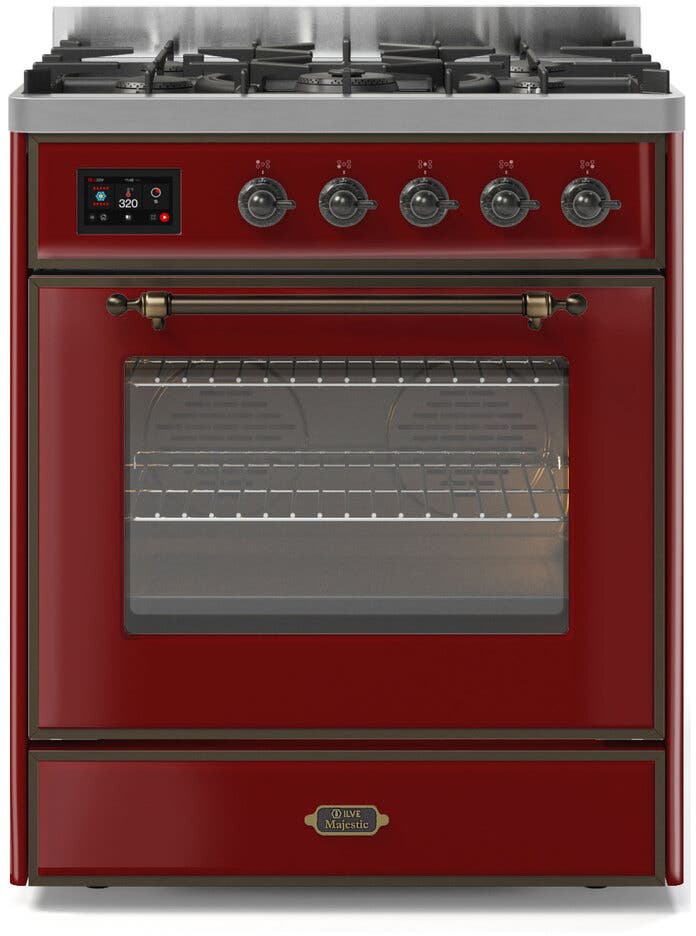 Ilve UM30DNE3BUB Natural Gas In Burgundy W/ Bronze Trim