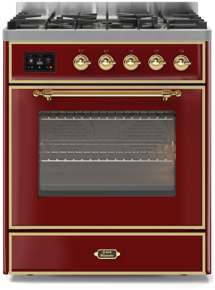 Ilve UM30DNE3BUG 30" Dual Fuel Freestanding Range w/ 5 Sealed Burne...