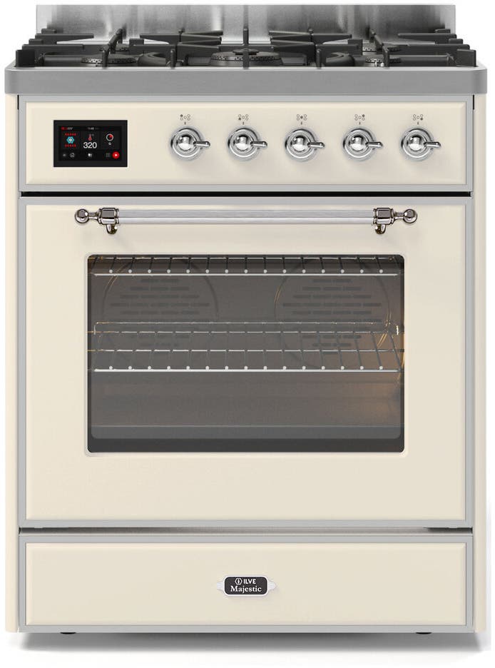 Ilve UM30DNE3AWC Natural Gas In Antique White W/ Chrome Trim