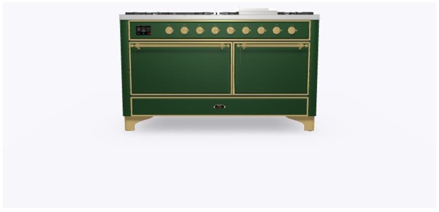 Ilve UM15FDQNS3EGGLP Liquid Propane In Emerald Green W/ Brass Trim