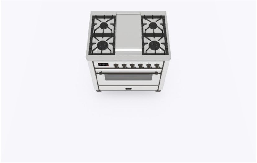 Ilve UM09FDNS3RABLP 36" Dual Fuel Freestanding Range w/ 6 Sealed Burne...