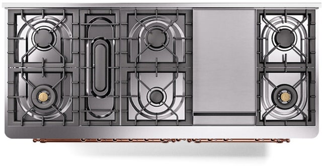 Ilve UM15FDQNS3BGP 60" Dual Fuel Range w/ 9 Sealed Burners, Double Ov...