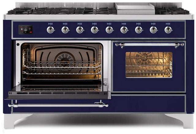 Ilve UM15FDNS3MBCLP 60" Dual Fuel Range with Double Ovens, 5.02 cu ft ...
