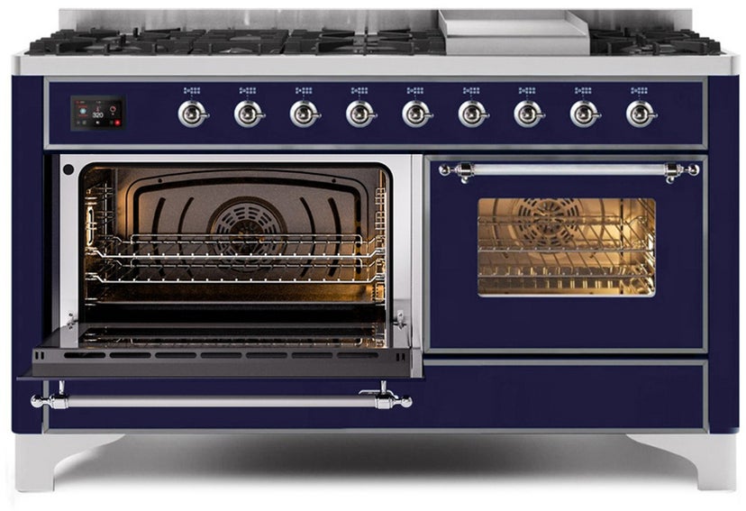 Ilve UM15FDNS3MBCLP 60" Dual Fuel Range with Double Ovens, 5.02 cu ft ...