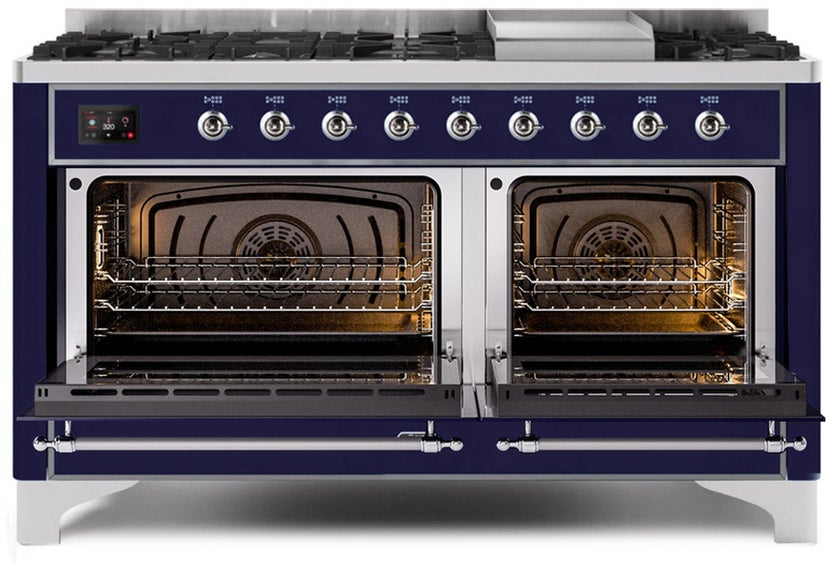 Ilve UM15FDNS3MBC 60" Dual Fuel Range with Double Ovens, 5.02 cu ft ...