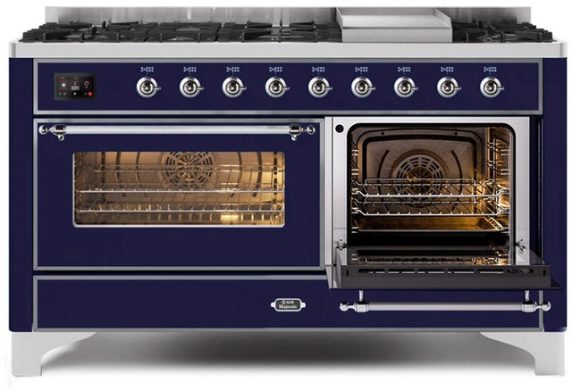 Ilve UM15FDNS3MBC 60" Dual Fuel Range with Double Ovens, 5.02 cu ft ...