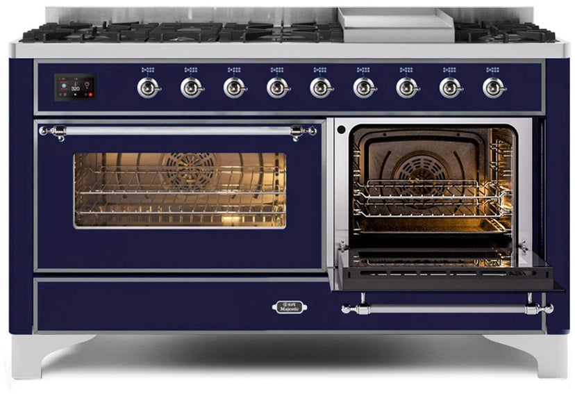 Ilve UM15FDNS3MBC 60" Dual Fuel Range with Double Ovens, 5.02 cu ft ...