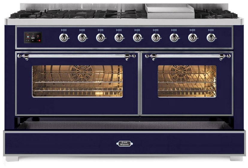 Ilve UM15FDNS3MBC 60" Dual Fuel Range with Double Ovens, 5.02 cu ft ...