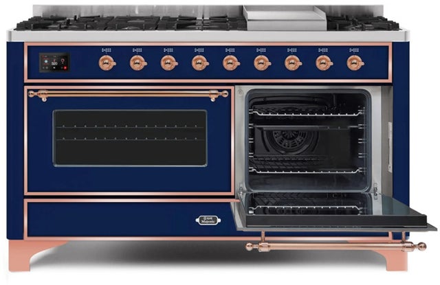 Ilve UM15FDNS3MBPLP 60" Dual Fuel Range with Double Ovens, 5.02 cu ft ...