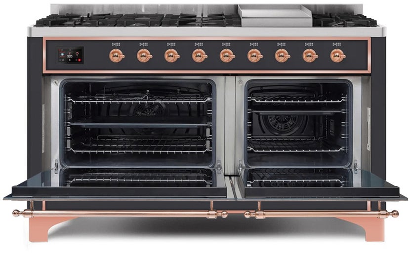 Ilve UM15FDNS3MGP 60" Dual Fuel Range with Double Ovens, 5.02 cu ft ...