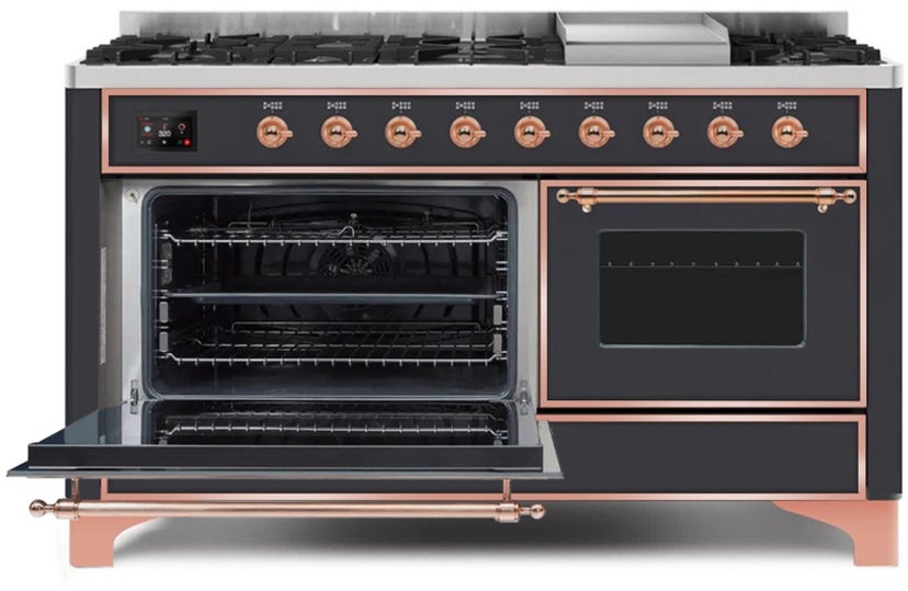 Ilve UM15FDNS3MGP 60" Dual Fuel Range with Double Ovens, 5.02 cu ft ...
