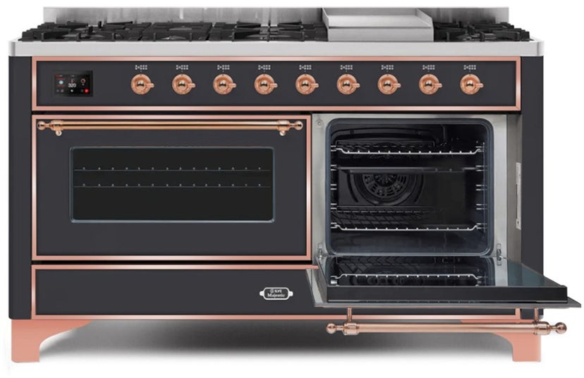 Ilve UM15FDNS3MGP 60" Dual Fuel Range with Double Ovens, 5.02 cu ft ...