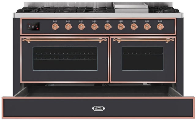 Ilve UM15FDNS3MGP 60" Dual Fuel Range with Double Ovens, 5.02 cu ft ...