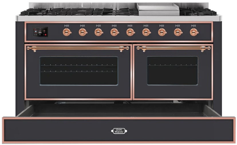 Ilve UM15FDNS3MGP 60" Dual Fuel Range with Double Ovens, 5.02 cu ft ...