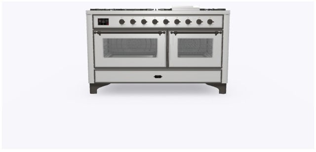 Ilve UM15FDNS3SSBLP 60" Dual Fuel Range with Double Ovens, 5.02 cu ft ...
