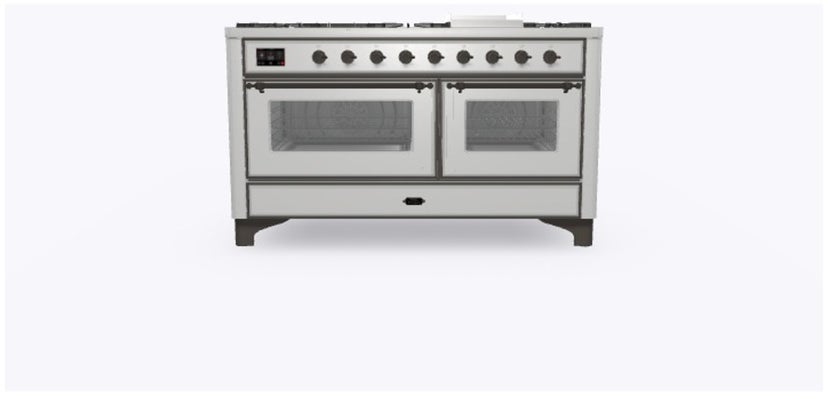 Ilve UM15FDNS3SSBLP 60" Dual Fuel Range with Double Ovens, 5.02 cu ft ...