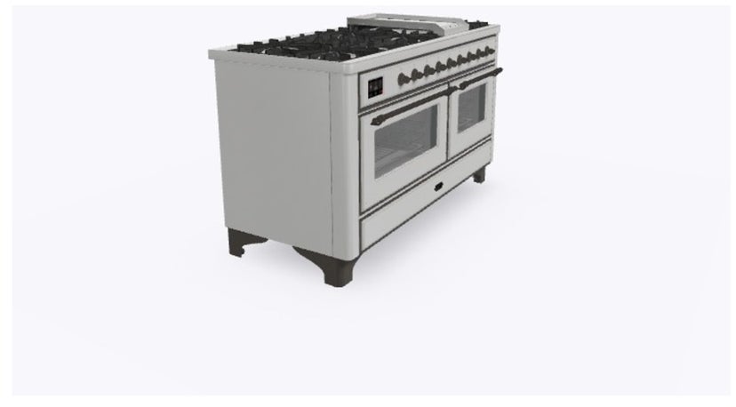 Ilve UM15FDNS3SSBLP 60" Dual Fuel Range with Double Ovens, 5.02 cu ft ...