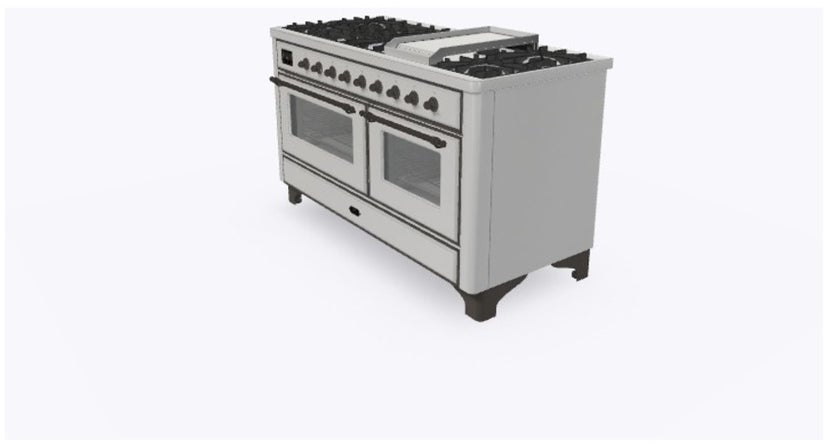 Ilve UM15FDNS3SSBLP 60" Dual Fuel Range with Double Ovens, 5.02 cu ft ...