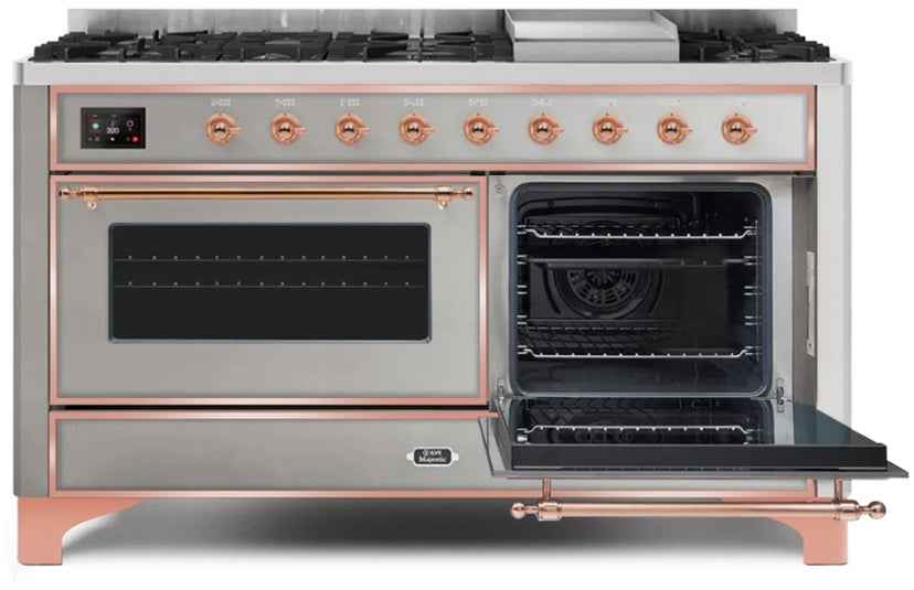 Ilve UM15FDNS3SSPLP 60" Dual Fuel Range with Double Ovens, 5.02 cu ft ...
