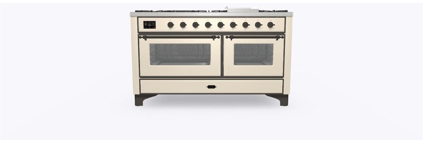 Ilve UM15FDNS3AWB 60" Dual Fuel Range with Double Ovens, 5.02 cu ft ...
