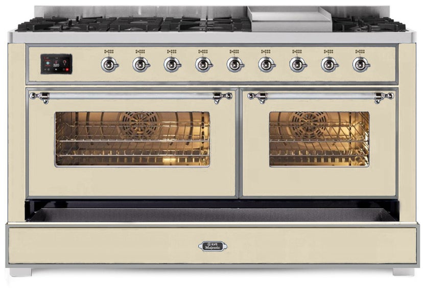 Ilve UM15FDNS3AWCLP 60" Dual Fuel Range with Double Ovens, 5.02 cu ft ...