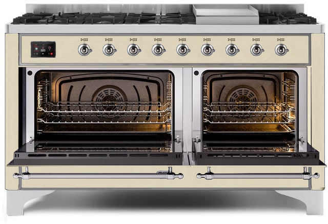 Ilve UM15FDNS3AWC 60" Dual Fuel Range with Double Ovens, 5.02 cu ft ...