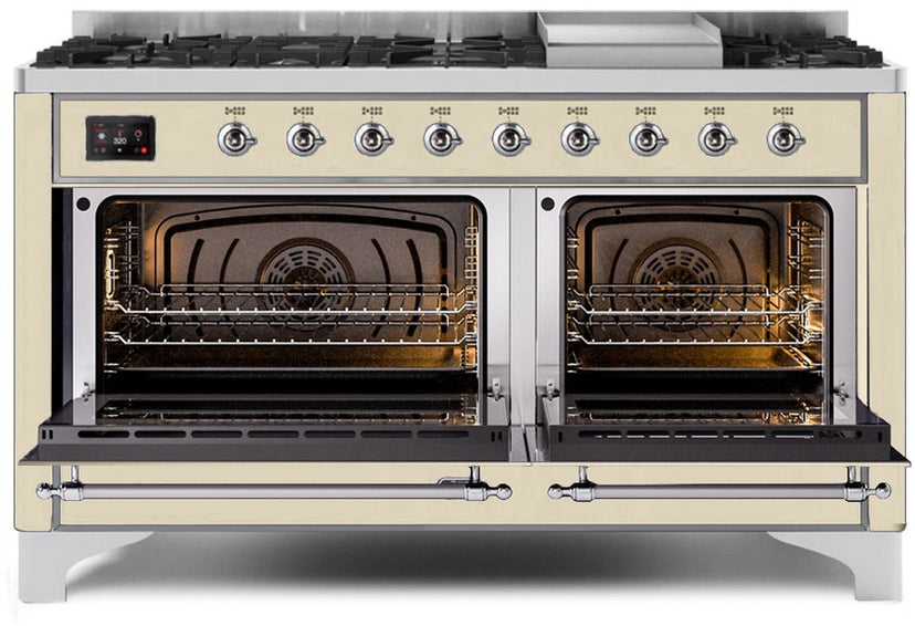 Ilve UM15FDNS3AWC 60" Dual Fuel Range with Double Ovens, 5.02 cu ft ...