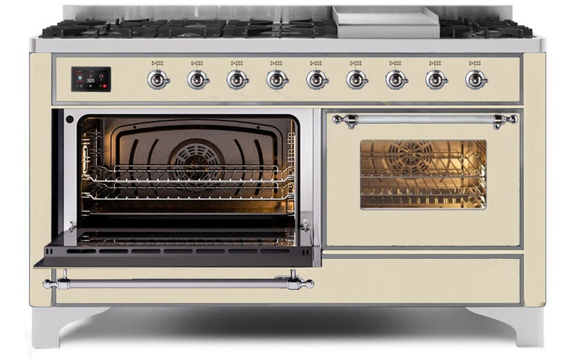 Ilve UM15FDNS3AWC 60" Dual Fuel Range with Double Ovens, 5.02 cu ft ...